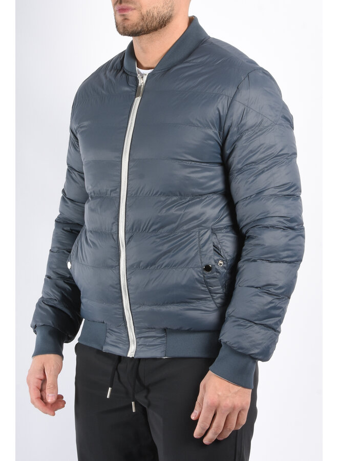 Reversible Padded Bomber Jacket “Verso” Light Beige/Deep Blue