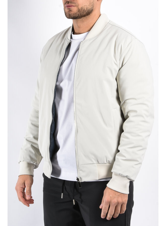 Reversible Padded Bomber Jacket “Verso” Light Beige/Deep Blue