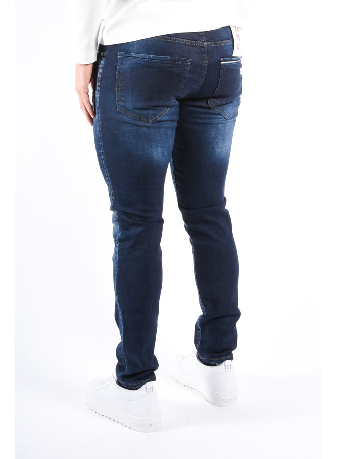 Slim Fit Stretch Jeans “Napoli” Blue Washed / Splashed