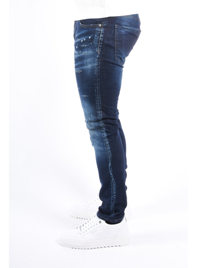 Slim Fit Stretch Jeans “Napoli” Blue Washed / Splashed