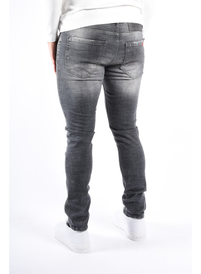 Slim Fit Stretch Jeans “Napoli” Grey Washed / Splashed