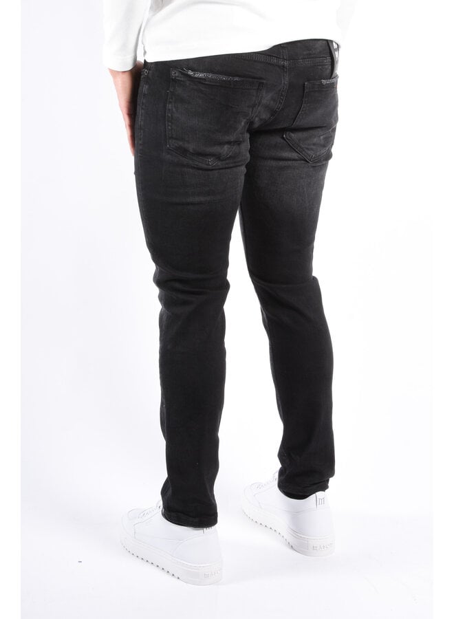 Slim Fit Stretch Jeans “Napoli” Black Washed Distressed
