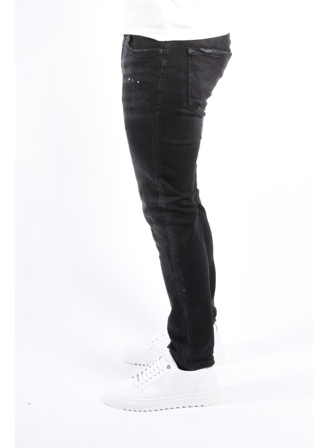 Slim Fit Stretch Jeans “Napoli” Black Washed Distressed