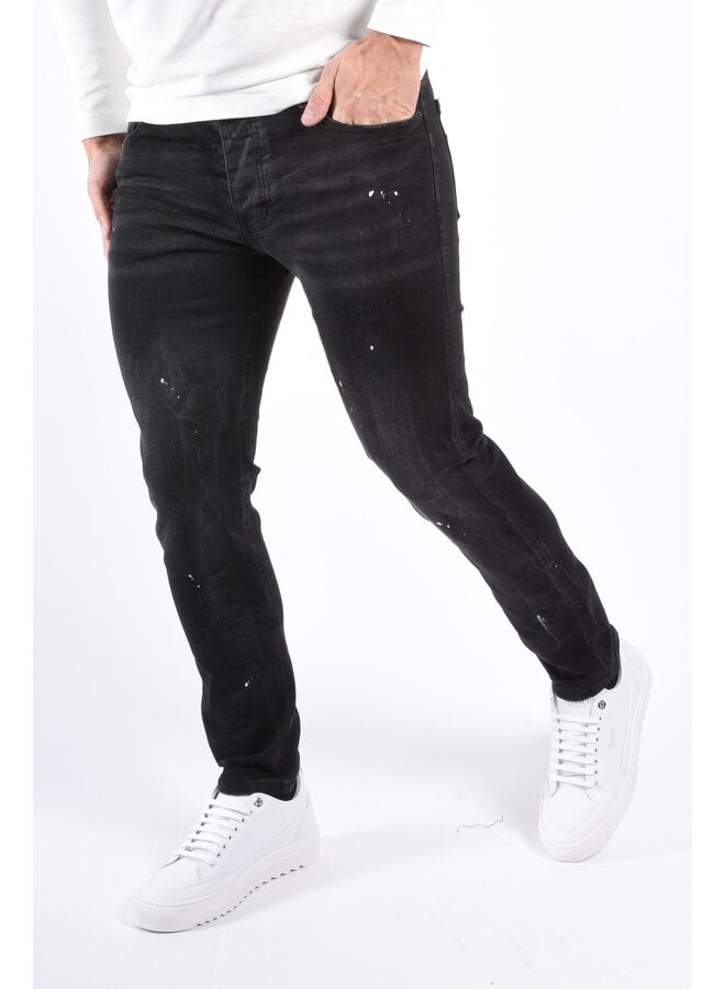Slim Fit Stretch Jeans “Napoli” Black Washed Distressed