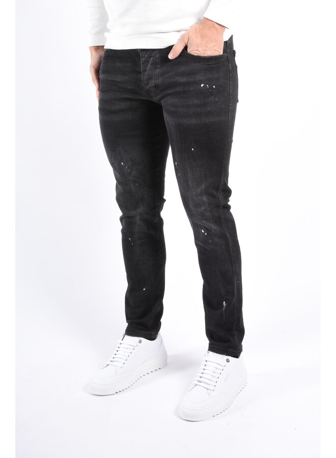 Slim Fit Stretch Jeans “Napoli” Black Washed Distressed