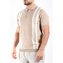 Striped Knit Zip Polo “Filip” Taupe / Beige