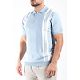 Striped Knit Zip Polo “Filip” Light Blue / White