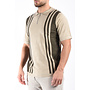 Striped Knit Zip Polo “Filip” Beige / Green