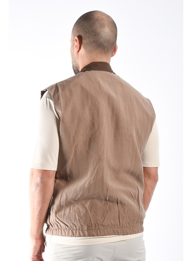 Premium Reversible Linen Bodywarmer "Valente" Brown / Taupe