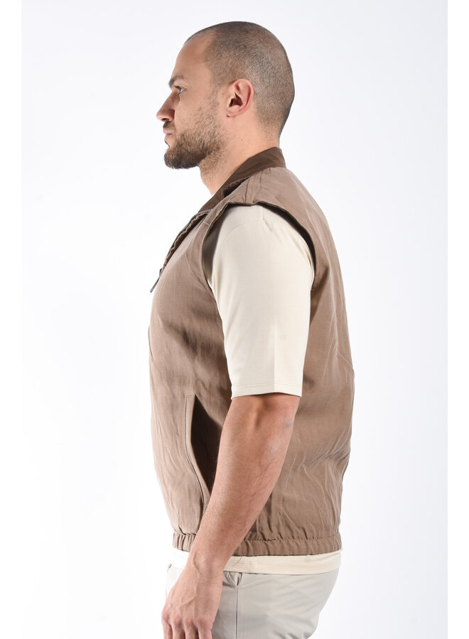 Premium Reversible Linen Bodywarmer "Valente" Brown / Taupe