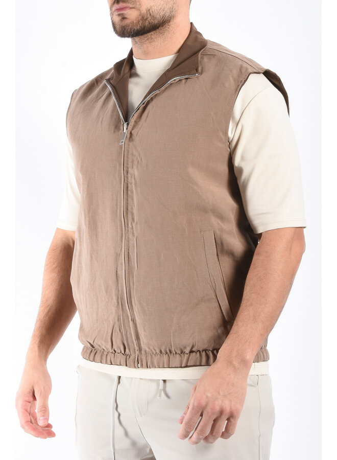 Premium Reversible Linen Bodywarmer "Valente" Brown / Taupe