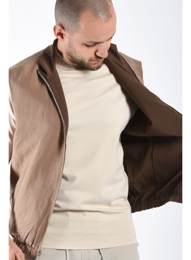 Premium Reversible Linen Bodywarmer "Valente" Brown / Taupe