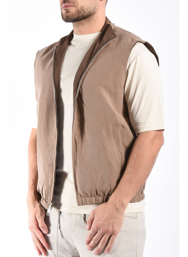 Premium Reversible Linen Bodywarmer "Valente" Brown / Taupe