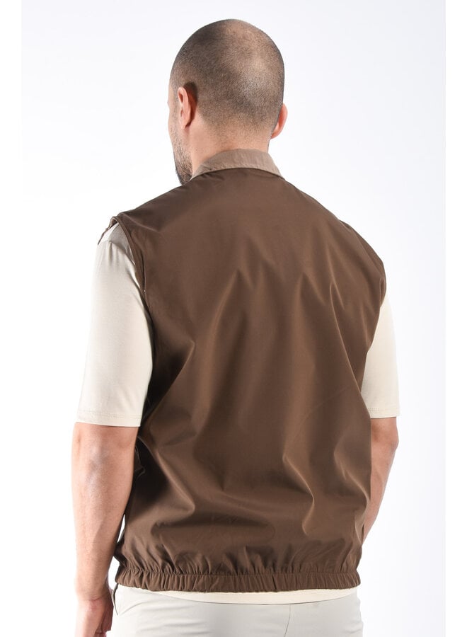 Premium Reversible Linen Bodywarmer "Valente" Brown / Taupe