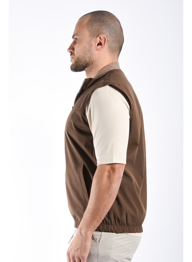 Premium Reversible Linen Bodywarmer "Valente" Brown / Taupe