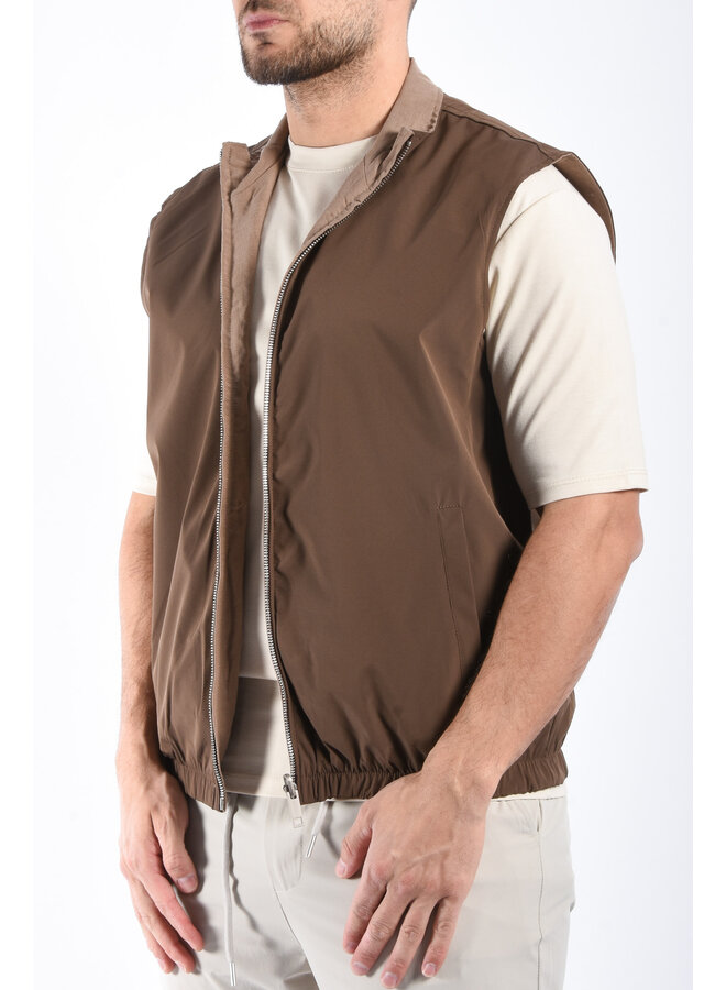 Premium Reversible Linen Bodywarmer "Valente" Brown / Taupe