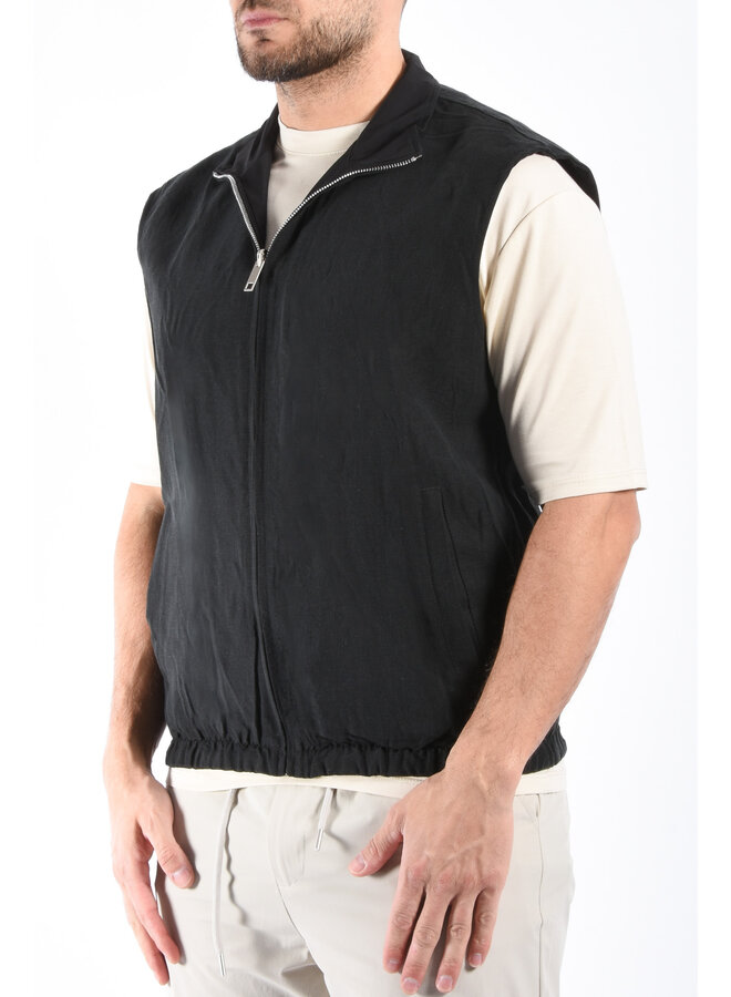 Premium Reversible Linen Bodywarmer "Valente" Black / Black