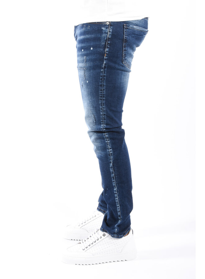 Slim Fit Stretch Jeans “Napoli 2.0” Blue Washed / Splashed
