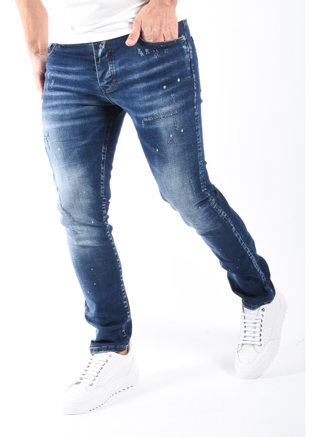 Slim Fit Stretch Jeans “Napoli 2.0” Blue Washed / Splashed