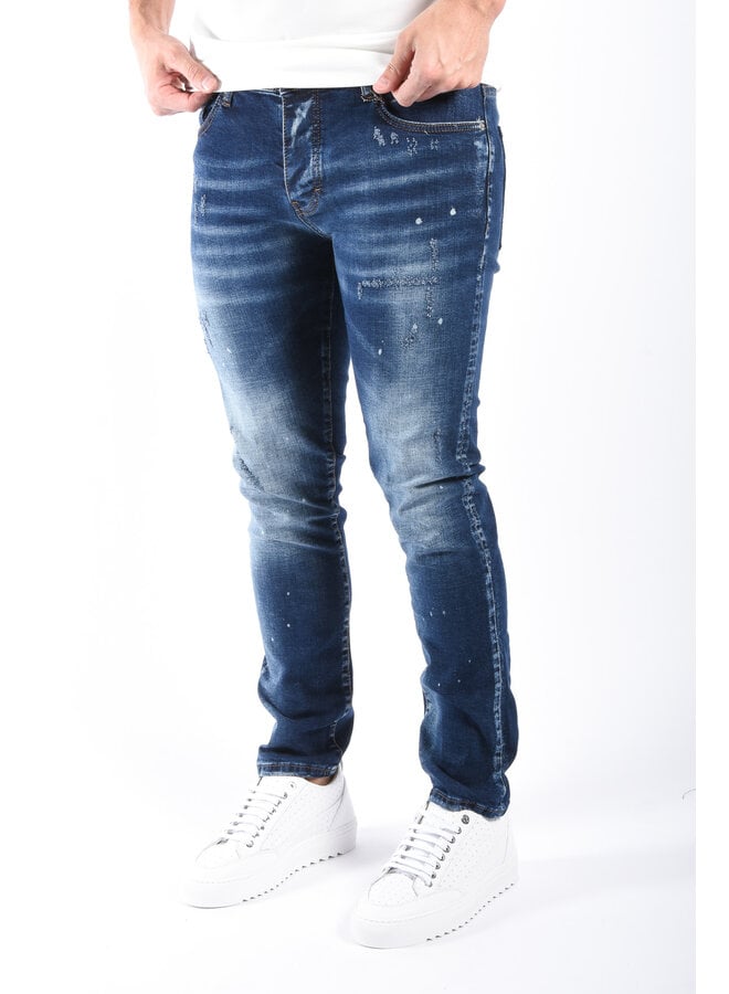Slim Fit Stretch Jeans “Napoli 2.0” Blue Washed / Splashed
