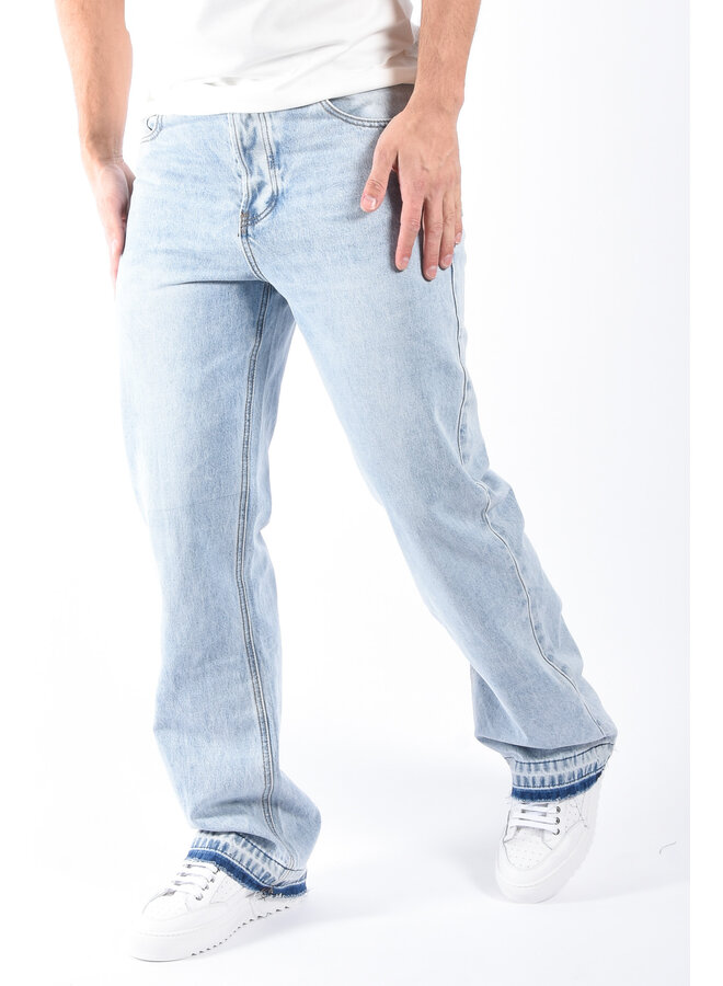 Baggy Loose Fit Jeans “Maro” Light Blue Washed Raffled