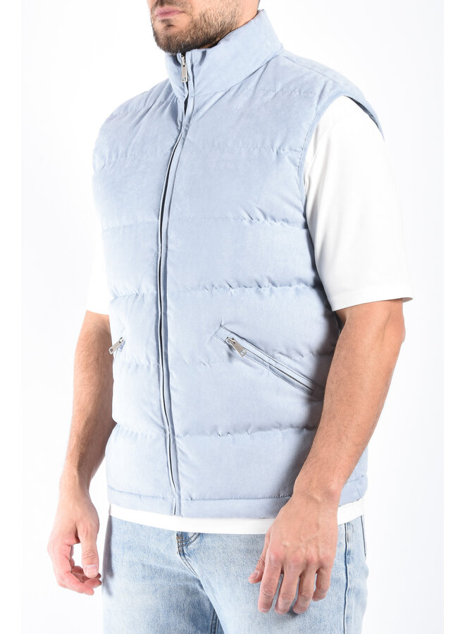 Padded Suede Bodywamer "Vareno" Light Blue