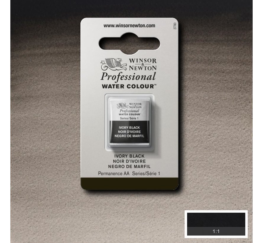 W&N pro. aquarelverf halve nap Ivory Black S1