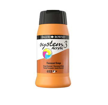 Daler Rowney System 3 Acrylverf 500ml Potten Fluorescent Orange