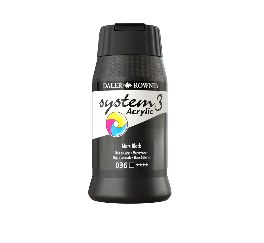 System 3 Acrylverf 500ml Potten Mars Black