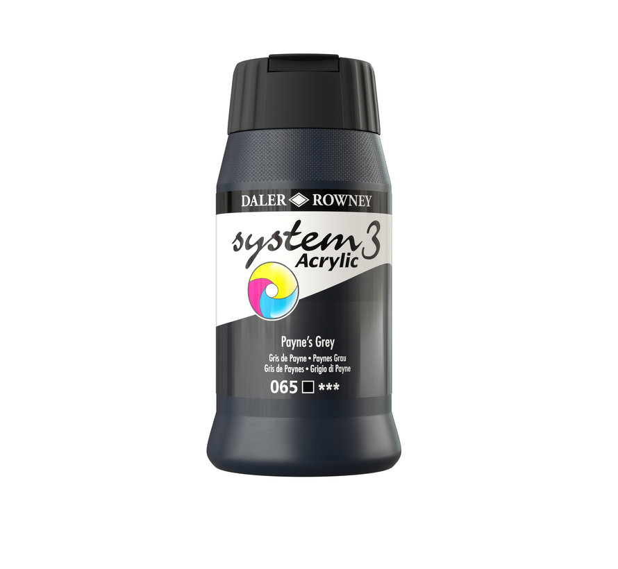 System 3 Acrylverf 500ml Potten Paynes Grey