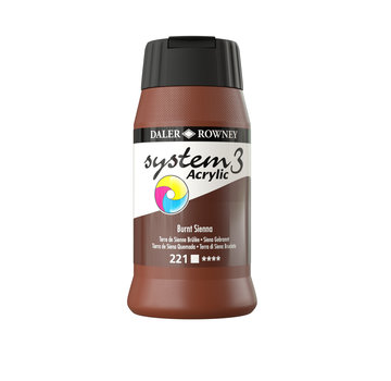 Daler Rowney System 3 Acrylverf 500ml Potten Burnt Sienna