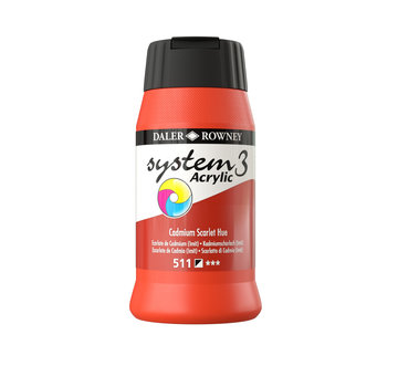 Daler Rowney System 3 Acrylverf 500ml Potten Cadmium Scarlet (Hue)