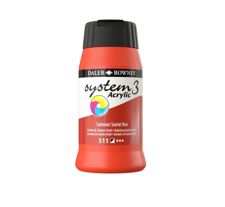 System 3 Acrylverf 500ml Potten Cadmium Scarlet (Hue)