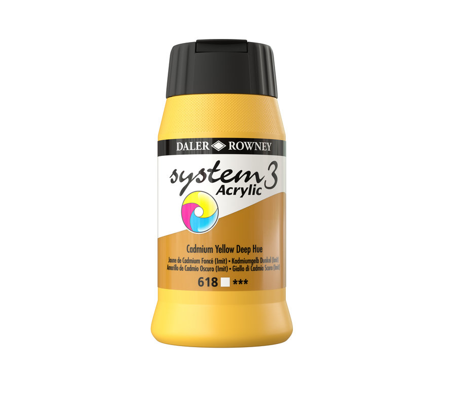 System 3 Acrylverf 500ml Potten Cadmium Yellow Deep (Hue)