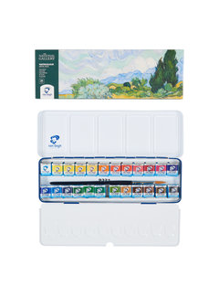 Van Gogh The National Gallery aquarelverf set in metalen blik met 24 kleuren in halve napjes