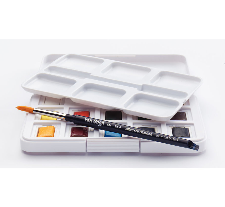 Aquarelverf pocket box Basic Colours met 12 kleuren in halve napjes