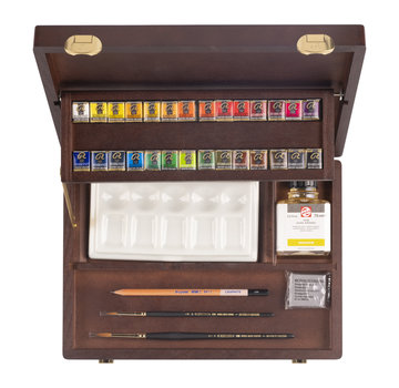 Rembrandt Rembrandt Aquarelverf houten kist set Professional | 28 napjes + accessoires