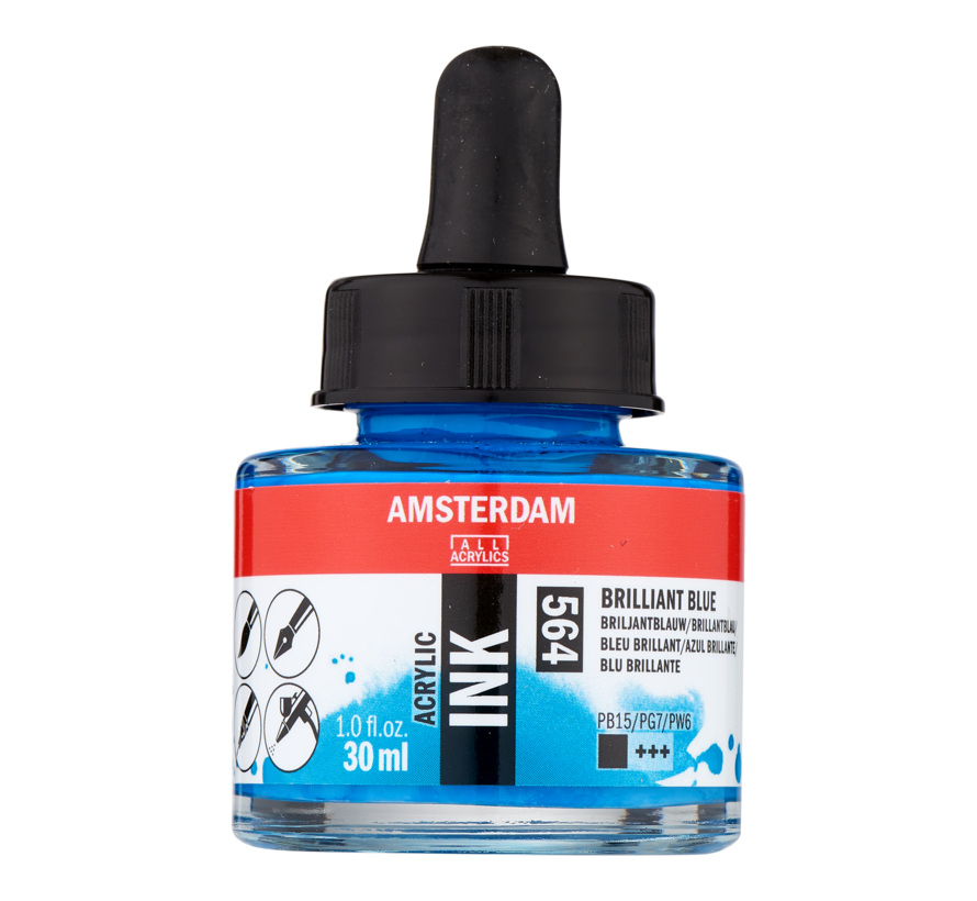 Amsterdam Acrylinkt Fles 30 ml Briljantblauw 564