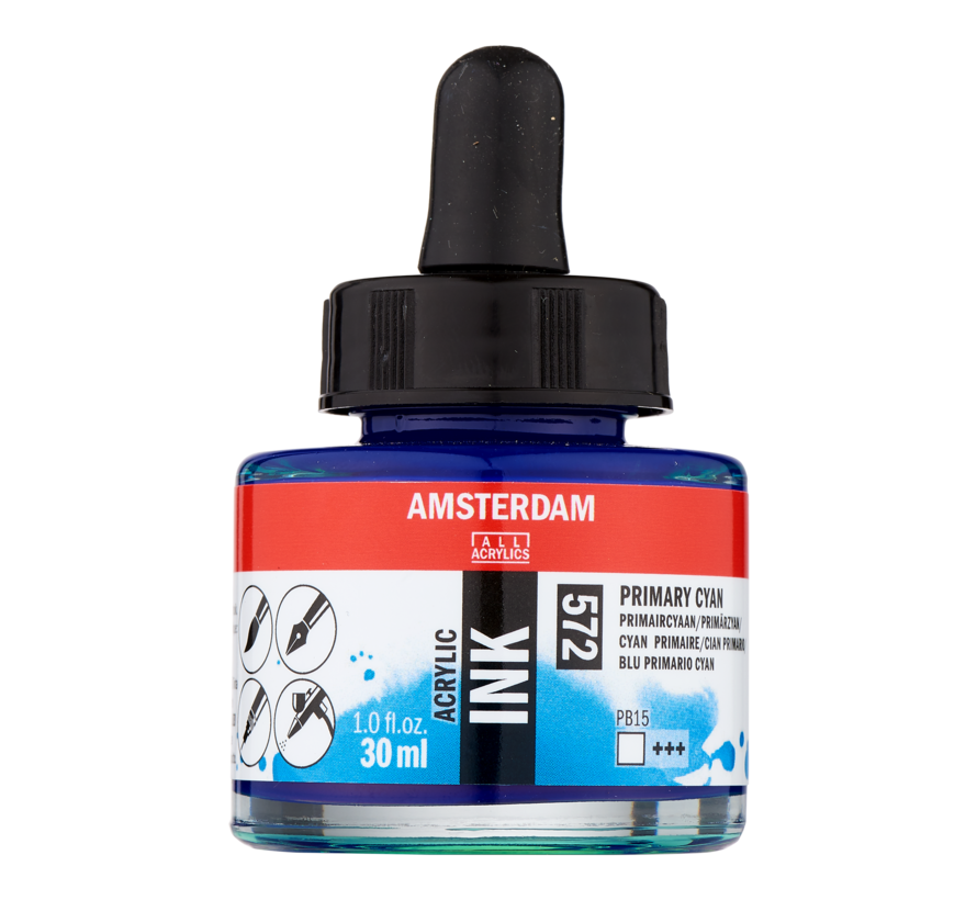 Amsterdam Acrylinkt Fles 30 ml Primaircyaan 572