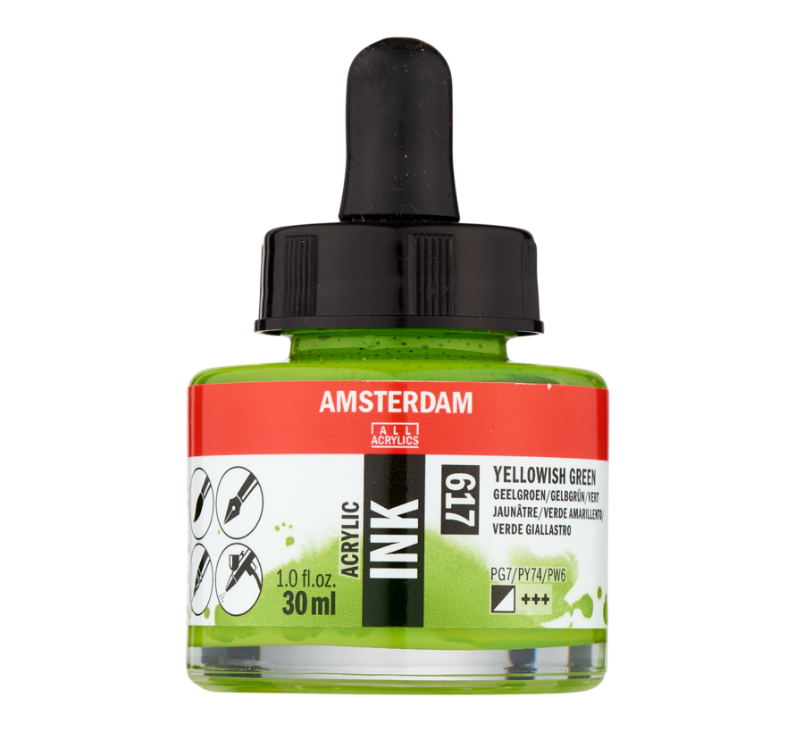 Amsterdam Acrylinkt Fles 30 ml Geelgroen 617