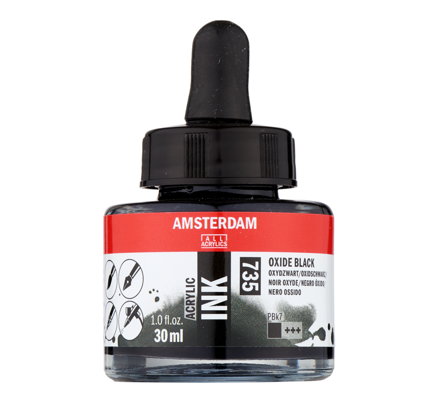 Amsterdam Acrylinkt Fles 30 ml Oxydzwart 735