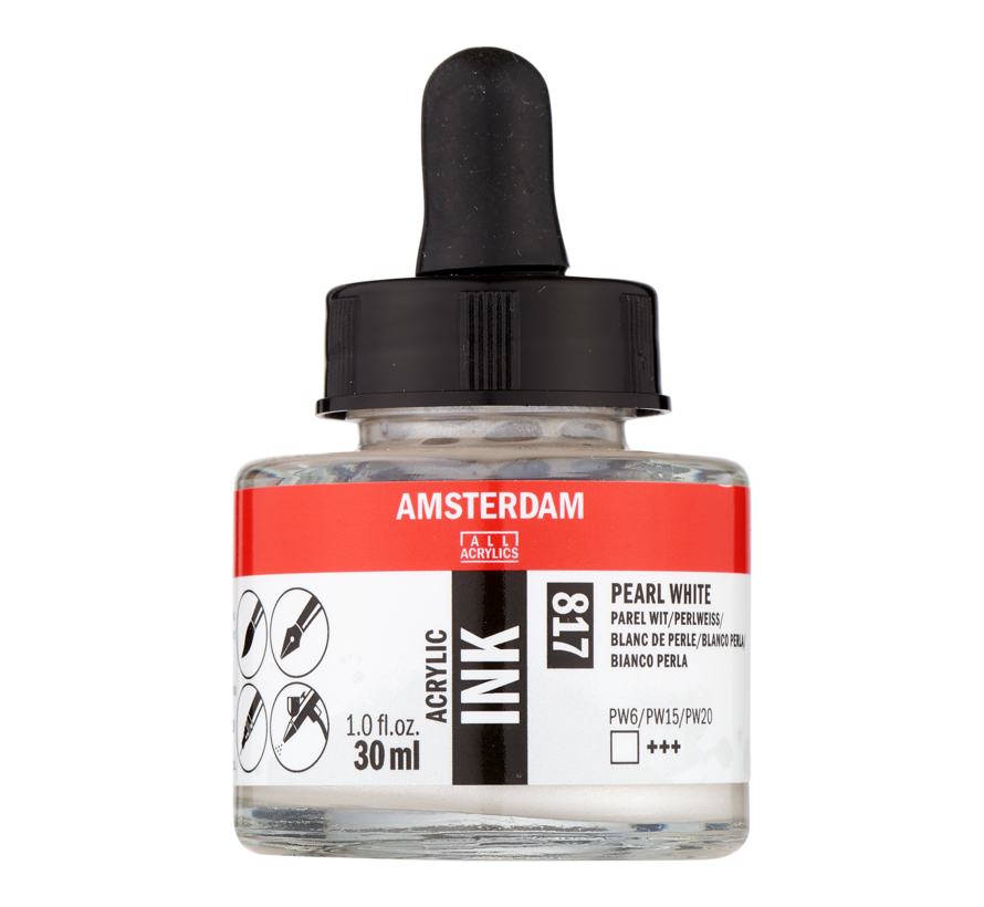 Amsterdam Acrylinkt Fles 30 ml Parelwit 817