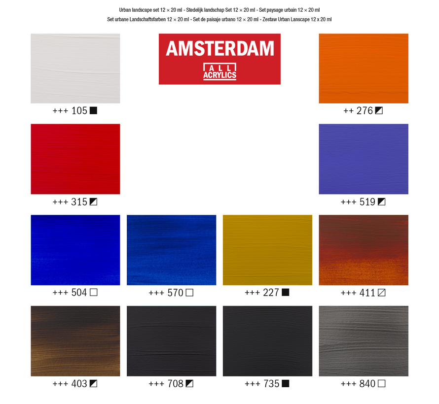 Amsterdam Standard Series acrylverf urban landschap set | 12 × 20 ml 