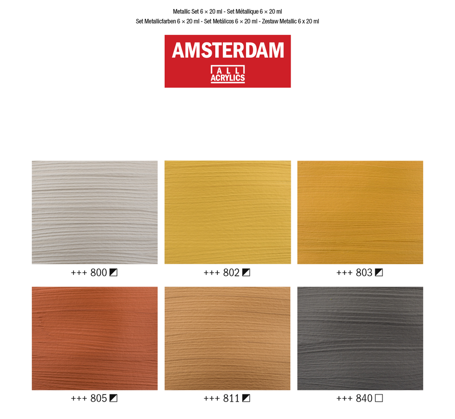 Amsterdam Standard Series acrylverf metallic set | 6 × 20 ml 
