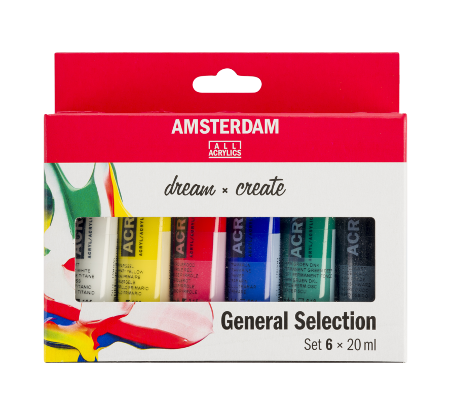 Amsterdam Standard Series acrylverf algemene selectie set | 6 × 20 ml 