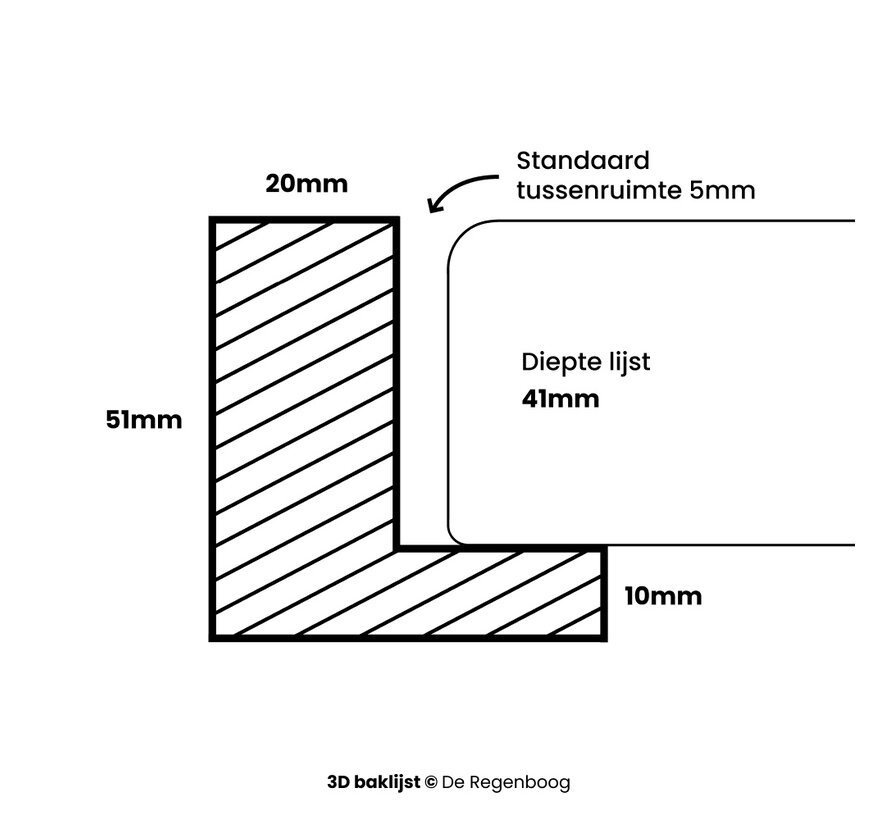 Baklijst 3D satijn zwart