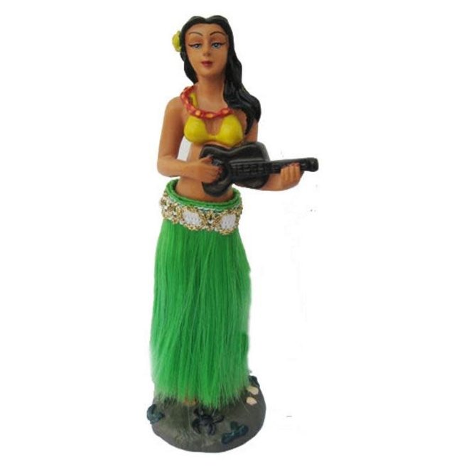 Dansend Hula  Dashboard Poppetje met  Groene Rok