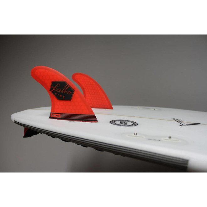 Feather Fins Dual Tab Ultralight Quad Rear Fins Orange