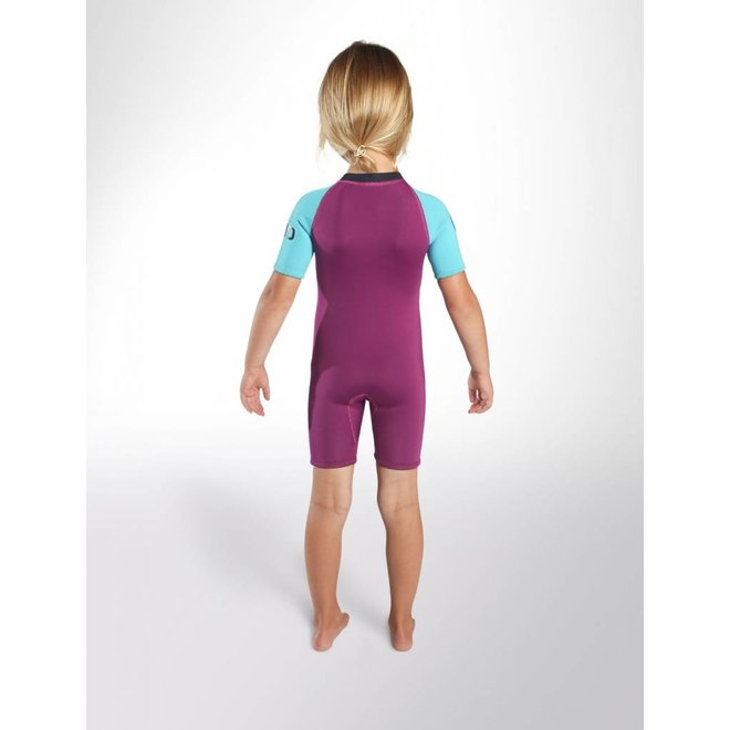 C-Skins 3/2 Kinder Waves Shorty Wetsuit Violet/Cyan/Navy