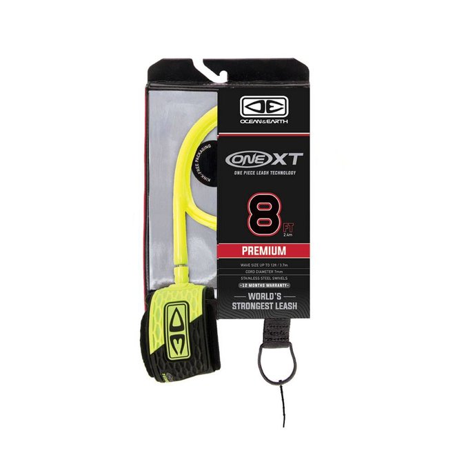 Ocean & Earth 8ft Premium XT Leash Yellow